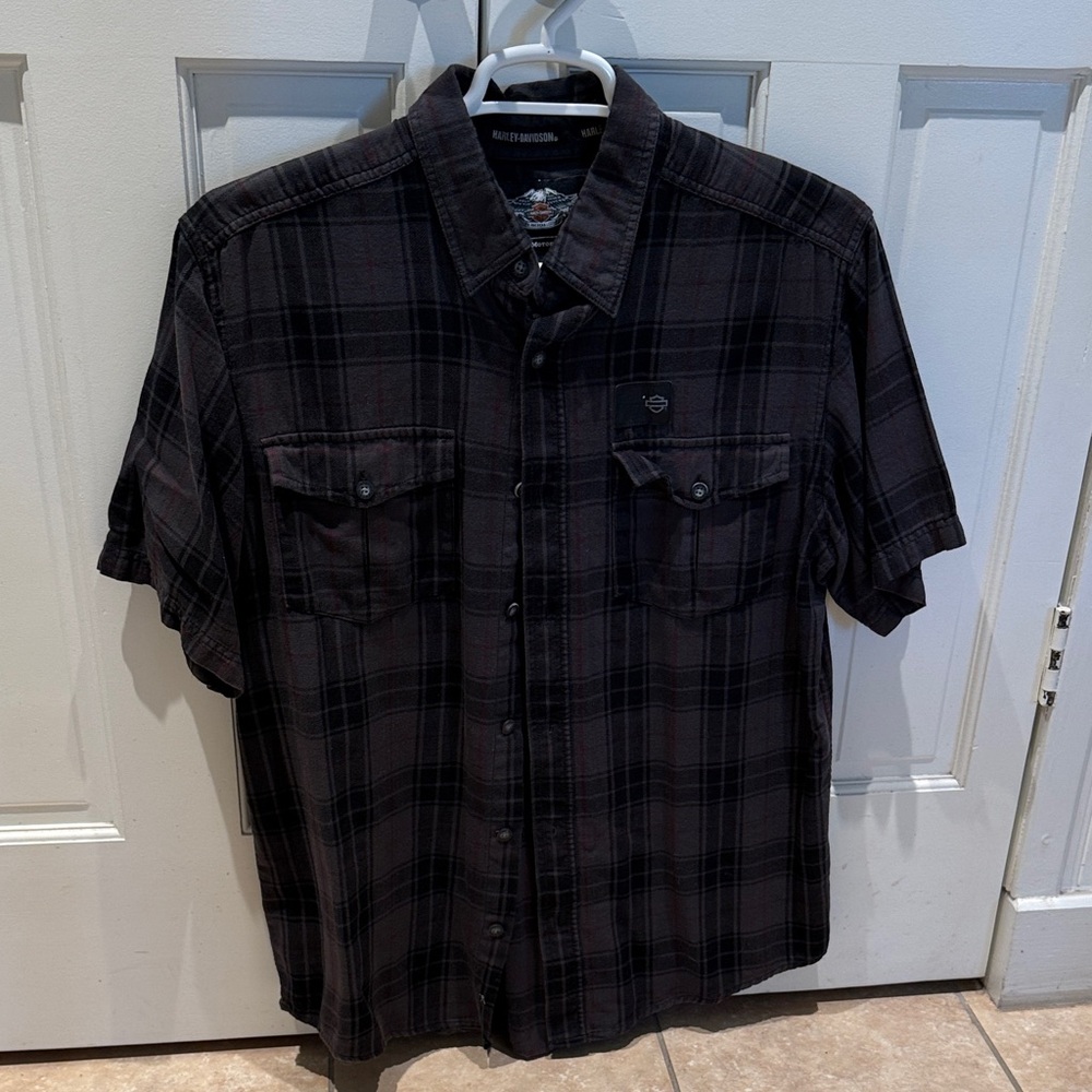 Harley-Davidson Dark Plaid Button Down Shirt
